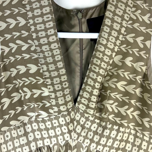 Anna Sui | Silk Wheatfields Deep V Neck Dress Earthy Wedding Guest | 4 - Picture 3 of 7